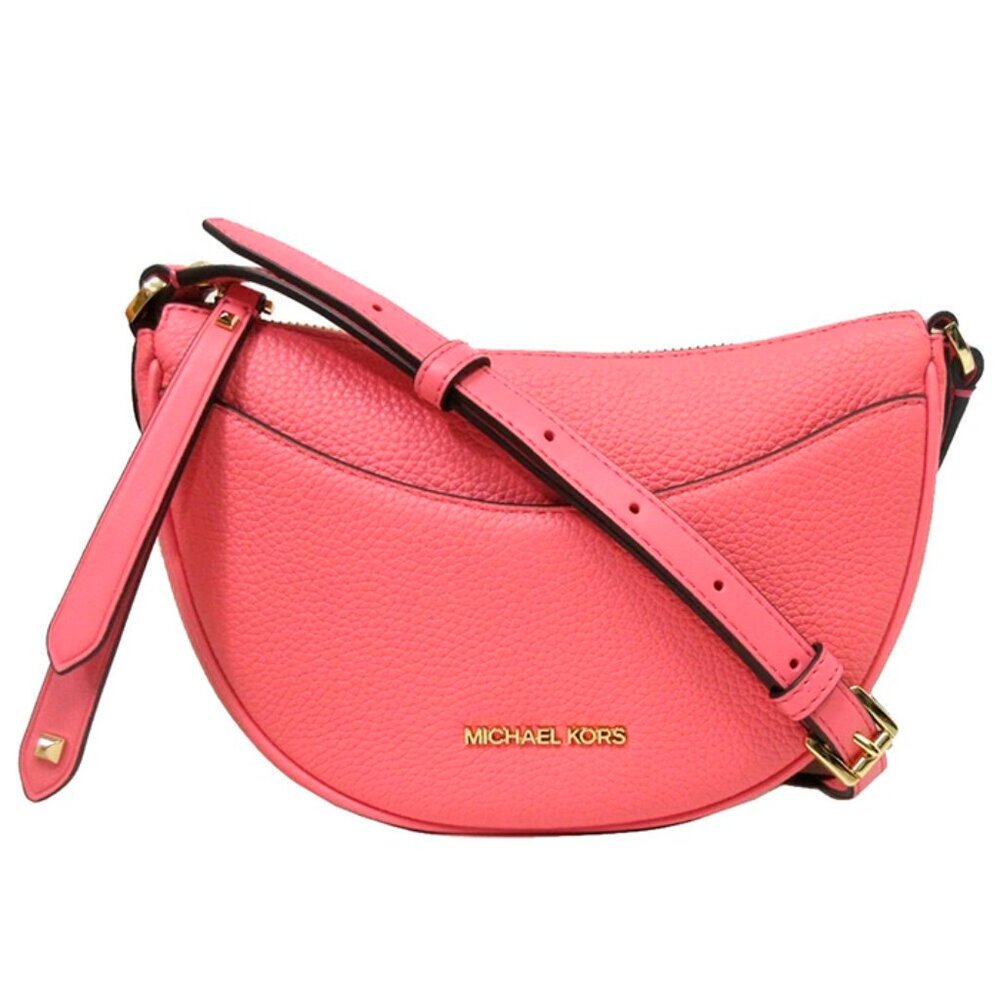 S Michael Kors Dover Half Moon Crossbody Pink Leather Bag 35R3G4DC5L Tea RoseNWT